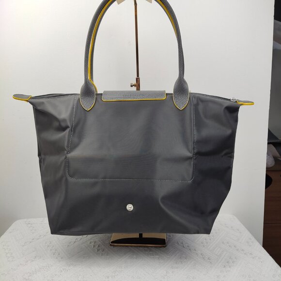 NWT Longchamp Le Pliage Original Large Shoulder Nylon Bag Tote IN Drak grey - Picture 3 of 14